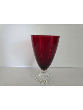 Anchor Hocking Berwick Boopie Ruby Red Glass Clear Beaded Base -